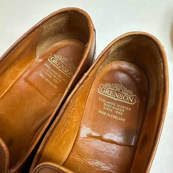 VTG VERY GOOD Grenson Tassel Loafers Brown Calf Wing Made England UK 11 / US 12 - Picture 8 of 13